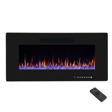 Load image into Gallery viewer, R.W.FLAME 36" Electric Fireplace, in-Wall Recessed and Wall Mounted, Electric Fireplace Heater with Timer,Multicolor Flames,Touch Screen,Remote Control, 750-1500W,Black