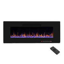 Load image into Gallery viewer, R.W.FLAME 50" Electric Fireplace, in-Wall Recessed and Wall Mounted, Electric Fireplace Heater with Timer,Multicolor Flames,Touch Screen,Remote Control, 750-1500W,Black