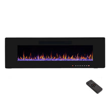 Load image into Gallery viewer, R.W.FLAME 60" Electric Fireplace, in-Wall Recessed and Wall Mounted, Electric Fireplace Heater with Timer,Multicolor Flames,Touch Screen,Remote Control, 750-1500W,Black