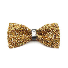 Load image into Gallery viewer, i-VTIES Pre-Tied Bow Tie,Satin,Men's Rhinestone,Crystal Premium Metallic,Gold,Adjustable Length