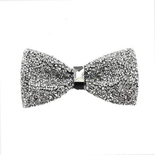 Load image into Gallery viewer, i-VTIES Pre-Tied Bow Tie,Satin,Men's Rhinestone,Crystal Premium Metallic,Silver,Adjustable Length