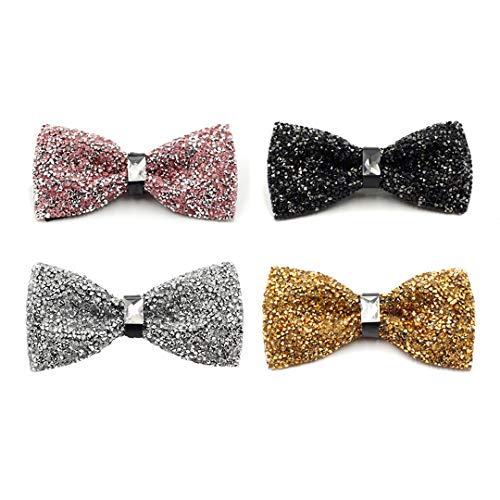 i-VTIES Pre-Tied Bow Tie,Satin,Men's Rhinestone,Crystal Premium Metallic,Multicolored,Adjustable Length
