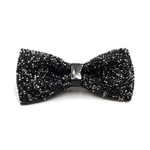 Load image into Gallery viewer, i-VTIES Pre-Tied Bow Tie,Satin,Men's Rhinestone,Crystal Premium Metallic,Black,Adjustable Length