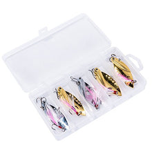 Load image into Gallery viewer, GemanFish Blade Baits,5pcs Metal VIB Hard Fishing Lures,5 Colors Spinner Fishing Spoons with Feathers and Treble Hooks for Crank Bait Bass Trout Walleye Carp Salmon Catfish£¨Silver and Gold£©
