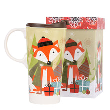 Load image into Gallery viewer, Ceramic Travel Mug for Coffee or Tea Sealed Lid 17 oz.with Gift Box,Fox