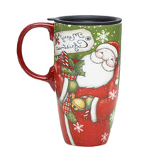 Load image into Gallery viewer, Ceramic Travel Mug for Coffee or Tea Sealed Lid 17 oz.with Gift Box,Santa Claus