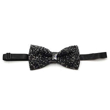 Load image into Gallery viewer, i-VTIES Pre-Tied Bow Tie,Satin,Men's Rhinestone,Crystal Premium Metallic,Black,Adjustable Length