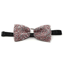 Load image into Gallery viewer, i-VTIES Pre-Tied Bow Tie,Satin,Men's Rhinestone,Crystal Premium Metallic,Pink,Adjustable Length