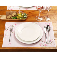 Load image into Gallery viewer, Topadorn Woven Vinyl Placemat Plastic Wipeable Washable Kitchen Dining Table Mat Non Slip Heat Stain Resistant, Pink, Set of 4