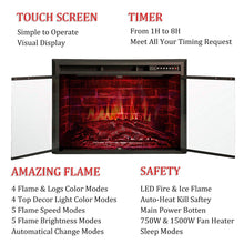 Load image into Gallery viewer, R.W.FLAME 39&quot; Electric Fireplace Insert, Traditional Retro Recessed in Wall Freestanding Antiqued Heater,Glass Door,Mesh Screen,Touch Screen,Multicolor Flames, Remote Control,750w/1500w,Black