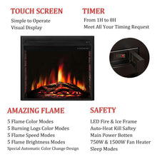 Load image into Gallery viewer, R.W.FLAME 28" Electric Fireplace Insert,Recessed in Wall Freestanding Heater,Large Screen,Touch Screen,Multicolor Flames, Remote Control,750w/1500w,Black