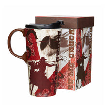 Load image into Gallery viewer, Ceramic Travel Mug for Coffee or Tea Sealed Lid 17 oz.with Gift Box,Horsemen