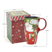 Load image into Gallery viewer, Ceramic Travel Mug for Coffee or Tea Sealed Lid 17 oz.with Gift Box,Santa Claus
