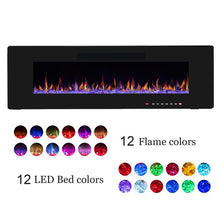 Load image into Gallery viewer, R.W.FLAME 60" Electric Fireplace, in-Wall Recessed and Wall Mounted, Electric Fireplace Heater with Timer,Multicolor Flames,Touch Screen,Remote Control, 750-1500W,Black