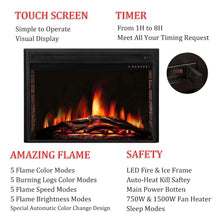 Load image into Gallery viewer, R.W.FLAME 39" Electric Fireplace Insert,Recessed in Wall Freestanding Heater,Large Screen,Touch Screen,Multicolor Flames, Remote Control,750w/1500w,Black