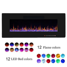 Load image into Gallery viewer, R.W.FLAME 50" Electric Fireplace, in-Wall Recessed and Wall Mounted, Electric Fireplace Heater with Timer,Multicolor Flames,Touch Screen,Remote Control, 750-1500W,Black