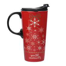 Load image into Gallery viewer, Ceramic Travel Mug for Coffee or Tea Sealed Lid 17 oz.with Gift Box,Snowflake