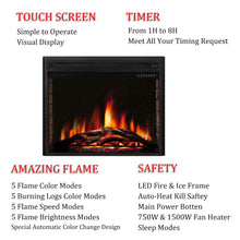 Load image into Gallery viewer, R.W.FLAME 33" Electric Fireplace Insert,Recessed in Wall Freestanding Heater,Large Screen,Touch Screen,Multicolor Flames, Remote Control,750w/1500w,Black