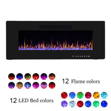 Load image into Gallery viewer, R.W.FLAME 48" Electric Fireplace, in-Wall Recessed and Wall Mounted, Electric Fireplace Heater with Timer,Multicolor Flames,Touch Screen,Remote Control, 750-1500W,Black