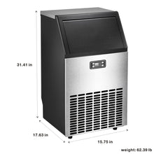 Load image into Gallery viewer, Kismile Stainless Steel Ice Maker Machine for Countertop - Makes 100Lbs of Ice Per 24Hours - Ice Cubes Ready in 20 Mins, Ideal Ice Maker for Party Gathering/Restaurant/Bar/Coffee Shop with Ice Shovel