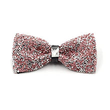 Load image into Gallery viewer, i-VTIES Pre-Tied Bow Tie,Satin,Men's Rhinestone,Pink and Gold,Adjustable Length