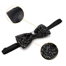 Load image into Gallery viewer, i-VTIES Pre-Tied Bow Tie,Satin,Men's Rhinestone,Crystal Premium Metallic,Black and Gold,Adjustable Length