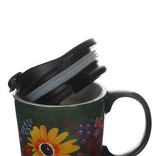 Load image into Gallery viewer, Topadorn Coffee Ceramic Mug Porcelain Latte Tea Cup With Lid in Gift Box 17oz., Give Thanks Flowers