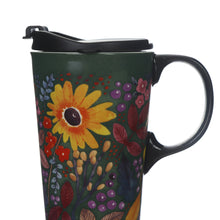 Load image into Gallery viewer, Topadorn Coffee Ceramic Mug Porcelain Latte Tea Cup With Lid in Gift Box 17oz., Give Thanks Flowers