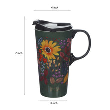 Load image into Gallery viewer, Topadorn Coffee Ceramic Mug Porcelain Latte Tea Cup With Lid in Gift Box 17oz., Give Thanks Flowers