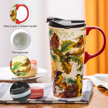 Load image into Gallery viewer, Topadorn Coffee Ceramic Mug Porcelain Latte Tea Cup With Lid in Gift Box 17oz., Give Thanks Cardinal