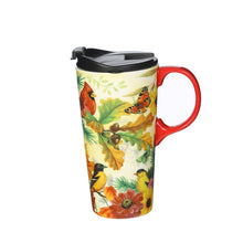 Load image into Gallery viewer, Topadorn Coffee Ceramic Mug Porcelain Latte Tea Cup With Lid in Gift Box 17oz., Give Thanks Cardinal