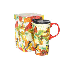 Load image into Gallery viewer, Topadorn Coffee Ceramic Mug Porcelain Latte Tea Cup With Lid in Gift Box 17oz., Give Thanks Cardinal