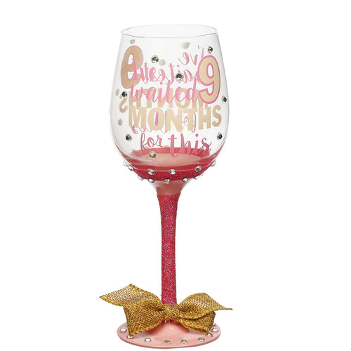 Topadorn Red Wine Glass Hand-Painted Months Girl Claret Cup for Gift Entertaining 12 oz,Pink