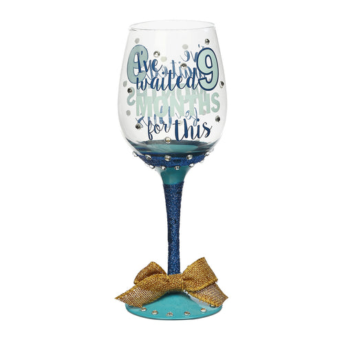 Topadorn Red Wine Glass Hand-Painted Months Boy Claret Cup for Gift Entertaining 12 oz,Blue