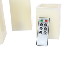 Load image into Gallery viewer, CEDAR HOME Flameless LED Candle  Square Pillar Wax with Remote, Battery Operated, Set of 3, Milky White