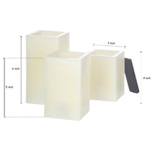 Load image into Gallery viewer, CEDAR HOME Flameless LED Candle  Square Pillar Wax with Remote, Battery Operated, Set of 3, Milky White