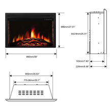 Load image into Gallery viewer, R.W.FLAME 39" Electric Fireplace Insert,Recessed in Wall Freestanding Heater,Large Screen,Touch Screen,Multicolor Flames, Remote Control,750w/1500w,Black