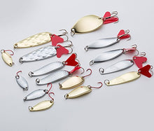 Load image into Gallery viewer, GemanFish Hard Metal Spoon Fishing Lure Set with Treble Hooks in a Plastic Tackle Box for Saltwater Freshwater Trout Bass Salmon Fishing,Pack of 45pcs