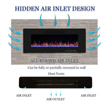 Load image into Gallery viewer, R.W.FLAME 48" Electric Fireplace, in-Wall Recessed and Wall Mounted, Electric Fireplace Heater with Timer,Multicolor Flames,Touch Screen,Remote Control, 750-1500W,Black