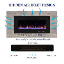 Load image into Gallery viewer, R.W.FLAME 36" Electric Fireplace, in-Wall Recessed and Wall Mounted, Electric Fireplace Heater with Timer,Multicolor Flames,Touch Screen,Remote Control, 750-1500W,Black