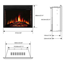 Load image into Gallery viewer, R.W.FLAME 36" Electric Fireplace Insert,Recessed in Wall Freestanding Heater,Large Screen,Touch Screen,Multicolor Flames, Remote Control,750w/1500w,Black