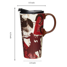 Load image into Gallery viewer, Ceramic Travel Mug for Coffee or Tea Sealed Lid 17 oz.with Gift Box,Horsemen