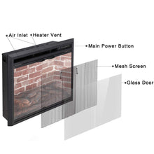 Load image into Gallery viewer, R.W.FLAME 36" Electric Fireplace Insert, Traditional Retro Recessed in Wall Freestanding Antiqued Heater,Glass Door,Mesh Screen,Touch Screen,Multicolor Flames, Remote Control,750w/1500w,Black