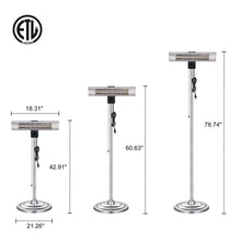 Load image into Gallery viewer, R.W.FLAME Electric Patio Heater, Electric Infrared Heater, Adjustable Standing/Outdoor Infrared Heater, Weather &amp; Dust Proof, High Heat Efficiency, Waterproof IP65 Rated, Line Switch Control, 1500W