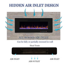 Load image into Gallery viewer, R.W.FLAME 50" Electric Fireplace, in-Wall Recessed and Wall Mounted, Electric Fireplace Heater with Timer,Multicolor Flames,Touch Screen,Remote Control, 750-1500W,Black