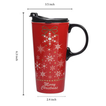 Load image into Gallery viewer, Ceramic Travel Mug for Coffee or Tea Sealed Lid 17 oz.with Gift Box,Snowflake