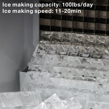 Load image into Gallery viewer, Kismile Stainless Steel Ice Maker Machine for Countertop - Makes 100Lbs of Ice Per 24Hours - Ice Cubes Ready in 20 Mins, Ideal Ice Maker for Party Gathering/Restaurant/Bar/Coffee Shop with Ice Shovel