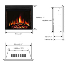 Load image into Gallery viewer, R.W.FLAME 28" Electric Fireplace Insert,Recessed in Wall Freestanding Heater,Large Screen,Touch Screen,Multicolor Flames, Remote Control,750w/1500w,Black