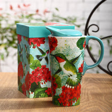 Load image into Gallery viewer, Topadorn Ceramic Mug Travel Coffee Porcelain Latte Tea Cup With Lid 20oz. Green Bird