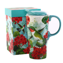 Load image into Gallery viewer, Topadorn Ceramic Mug Travel Coffee Porcelain Latte Tea Cup With Lid 20oz. Green Bird